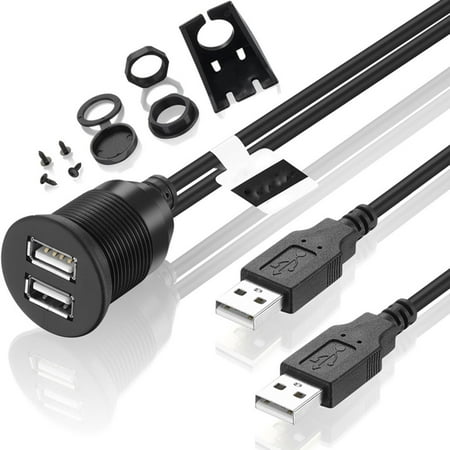 1m/3.3ft Single Port USB Panel Flush Mount Cable USB3.0 A Male to USB3.0 A Female Car Mount Extension Cable 